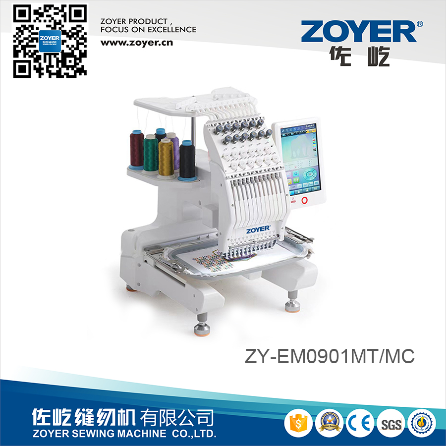 Certificado Zoyer CE Single Head 9 aguja Mini Cap Bordery Machine 1 Head ZY-EM0901MT/ZY-EM0901MC